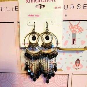 Black Bead dangling Earrings